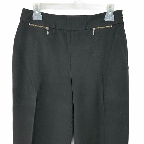 Talbots Stretch Pants Women Size 10 Side Zip Straight Leg Black Zip Pockets - Picture 2 of 7